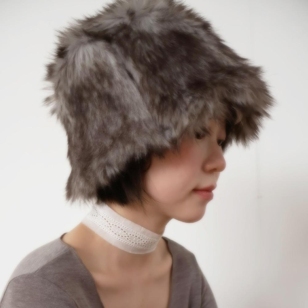 [단독~12/14]Poiu Fur Bucket Hat Ash Gray