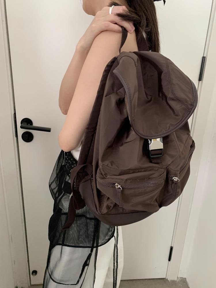 [더누베]푸레가죽 멀티포켓 나일론 백팩