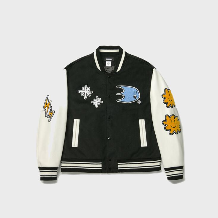 (11월7일 예약배송)웨더 자수 바시티 자켓_블랙