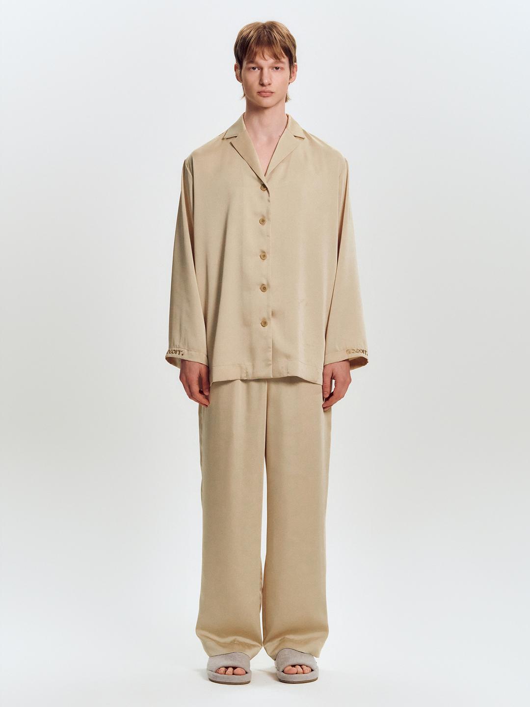 Satin Silky Open Long Set_Beige