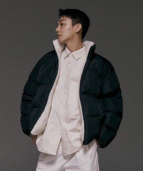 리버서블 플리스 숏 패딩 재킷 [블랙/크림]