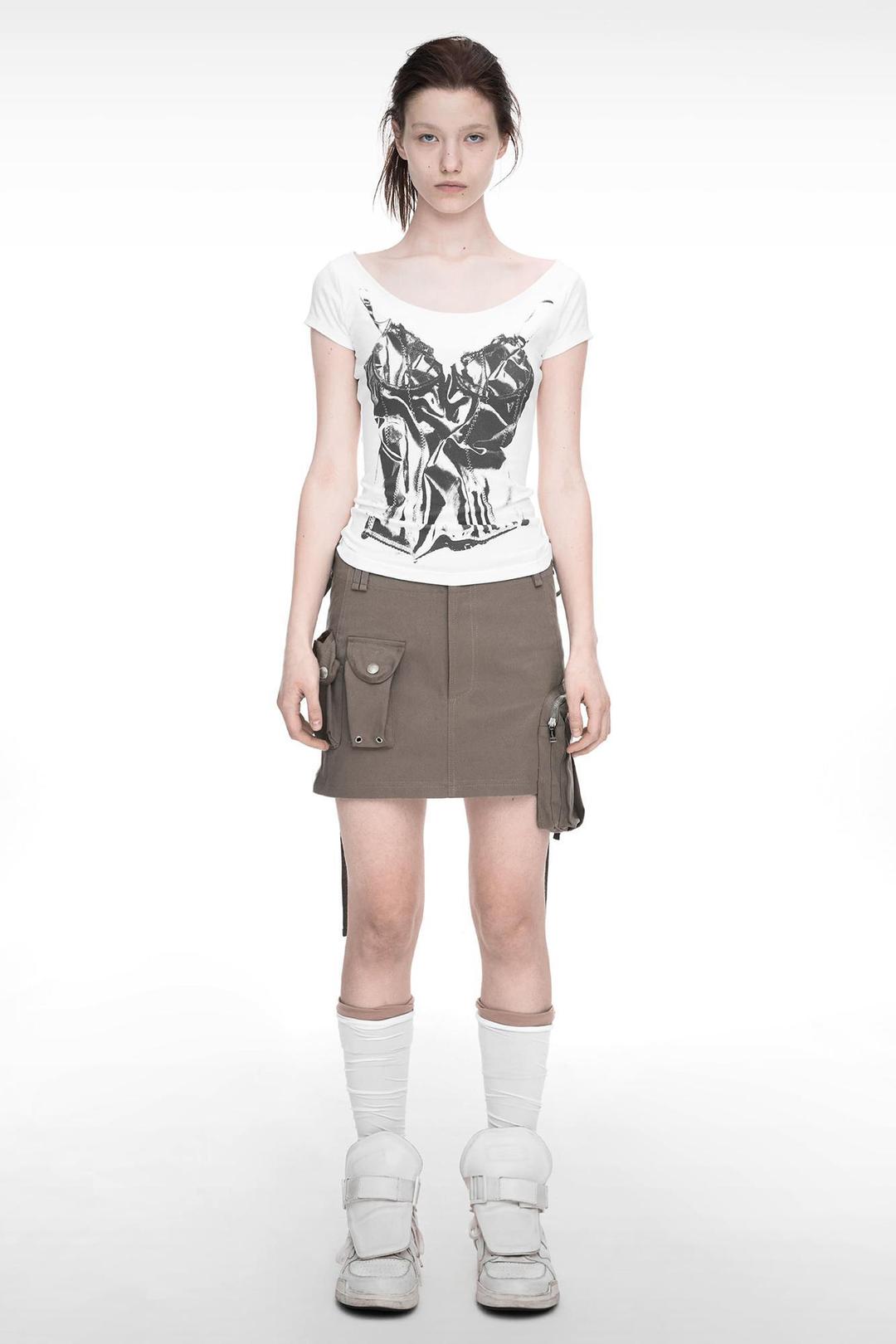 STRAP CARGO MINI SKIRT VINTAGE BEIGE