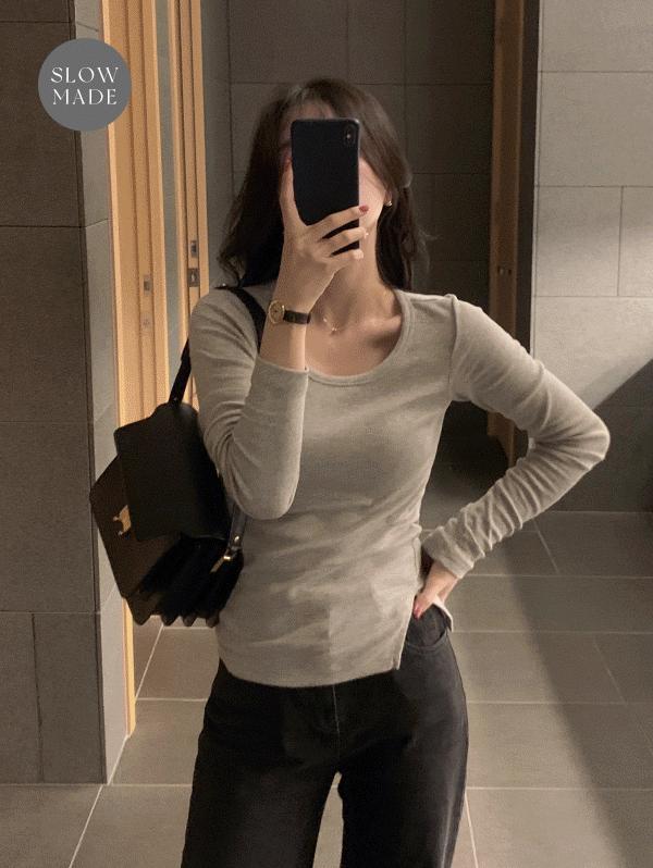 [문의폭주!/🌷봄얼리버드10%] #SLOWMADE. 온드 절개트임 슬림티셔츠 - 5 color (프리오더: '아이보리\' 5~10일 소요)