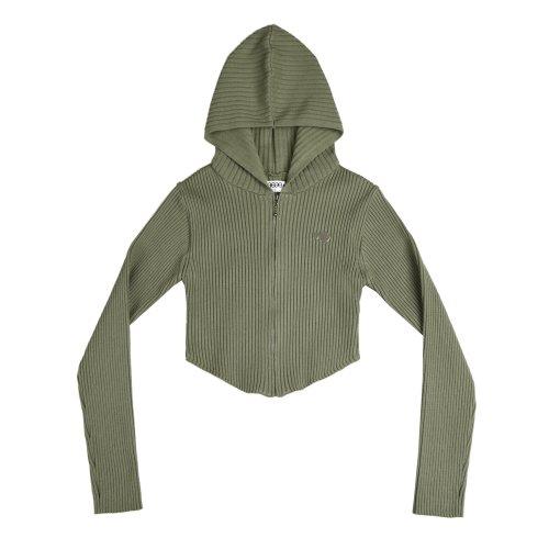 Symbol Logo Knit Hoodie zip-up -[KHAKI]