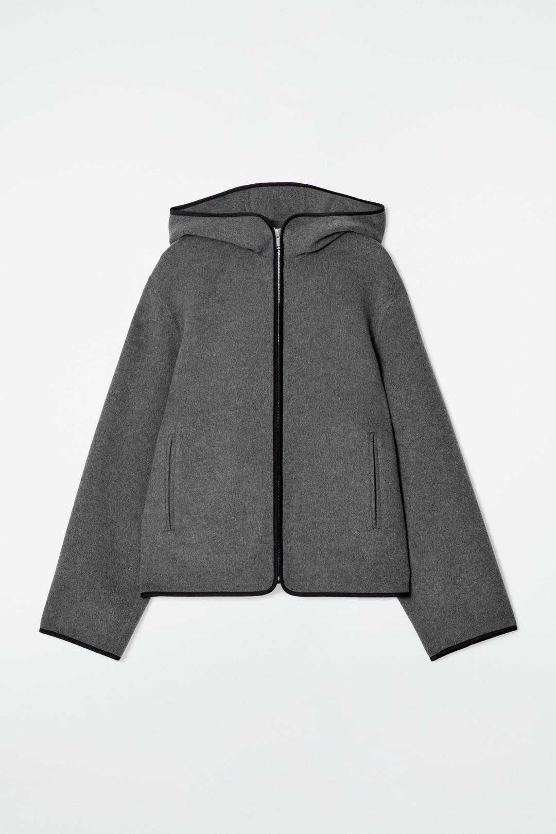 VESTE À CAPUCHE EN LAINE DOUBLE FACE - GRIS | COS