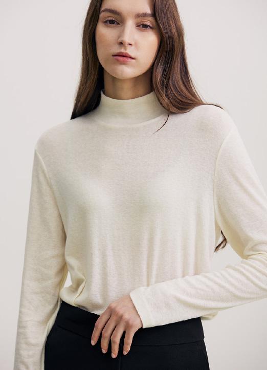 [Theonme] 헤나렌 울 텐셀 블렌드 하이넥 니트 탑