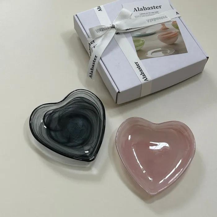 [29cm단독][선물포장]하트접시 14cm 블랙1P + 핑크1P