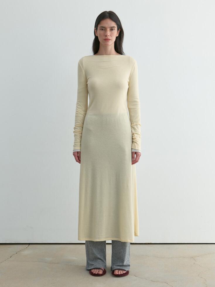 SOFT JERSEY LONG DRESS _ MILD YELLOW