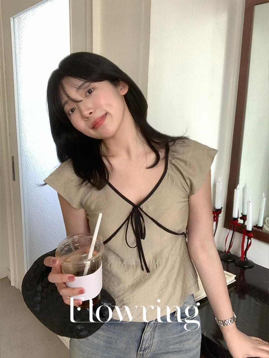 플로우링 [주문폭주!]시즈 리본 블라우스