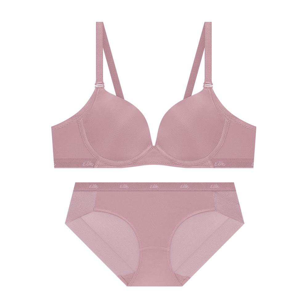 사이드윙 서포트핏 노와이어 브라 팬티 세트 - 모브핑크
