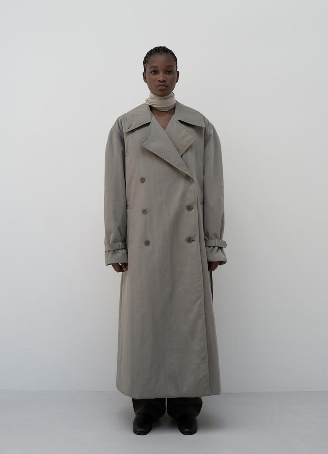 Padded Double Trench Coat / Sage