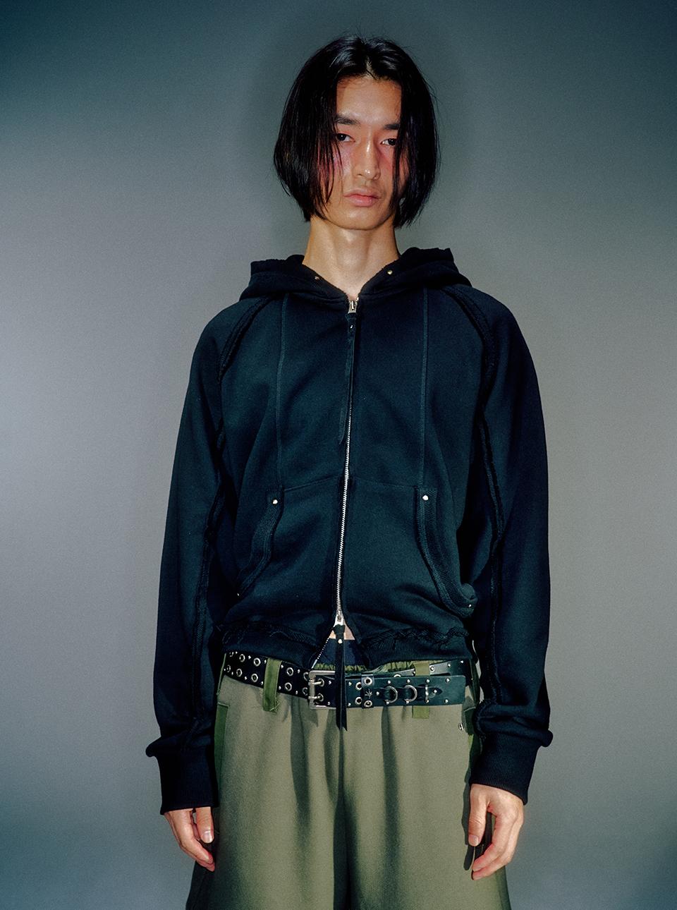 MEN DIAS INSIDE-OUT HOOD ZIP-UP BLACK