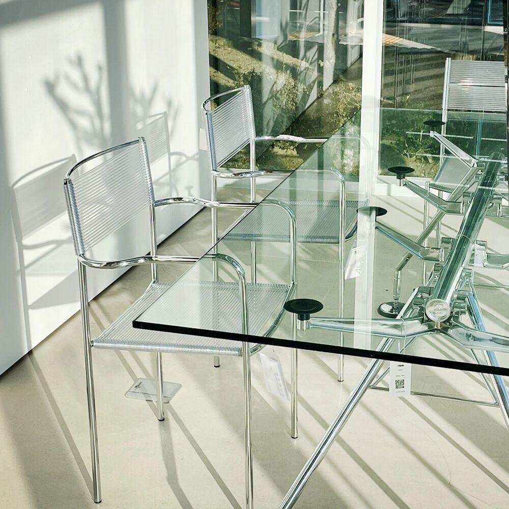 Spaghetti Armrest Chair 131 - 투명 PVC, 크롬 프레임