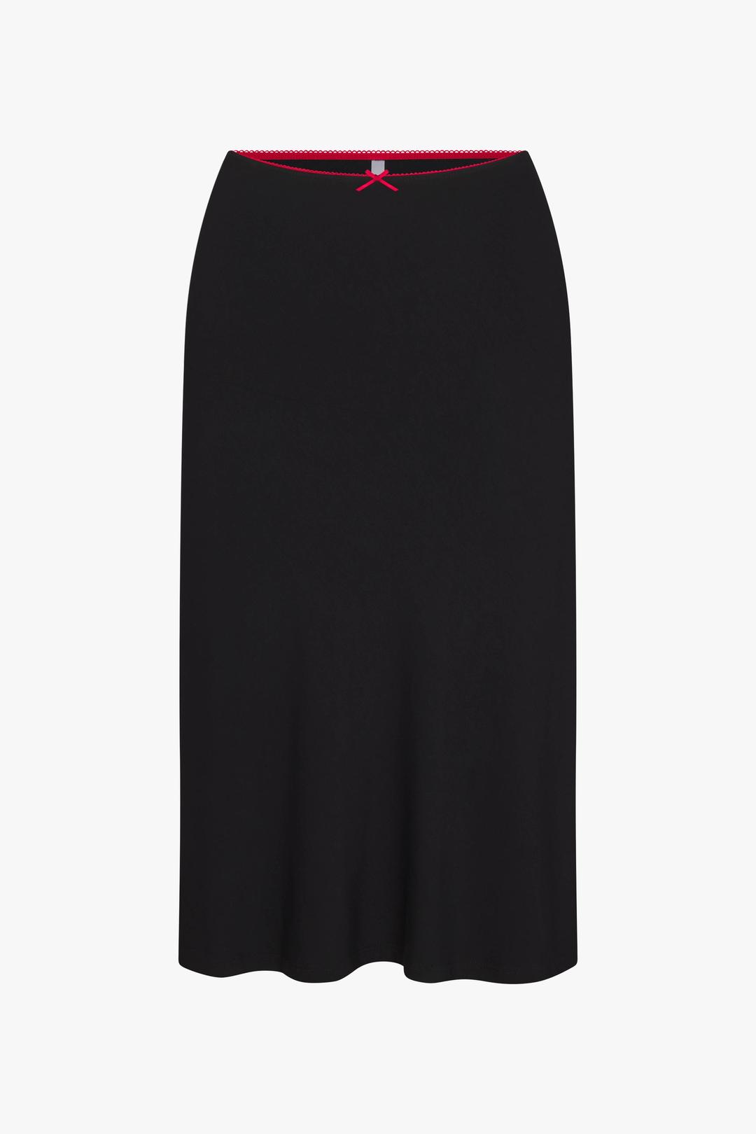 BIAS MIDI SLIP SKIRT IN ONYX/CHERRY - XS / Onyx/Cherry