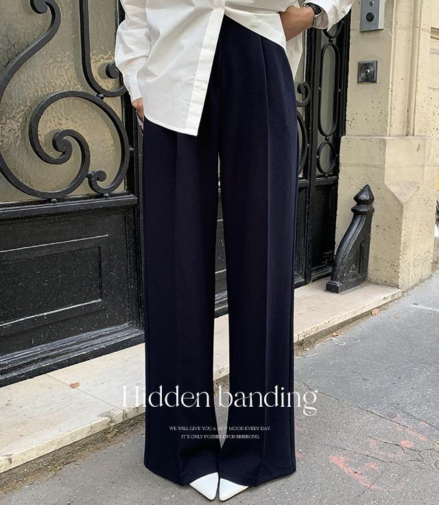 [B-MADE/히든밴딩ver/모찌한소재🤎]핀턱 와이드 슬랙스(4color) [숨은밴딩 일자 스판 원핀턱 사계절 봄]