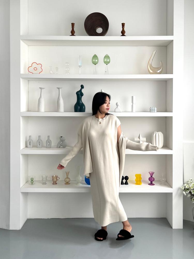 빅사이즈) 99에르 원피스 가디건 세트