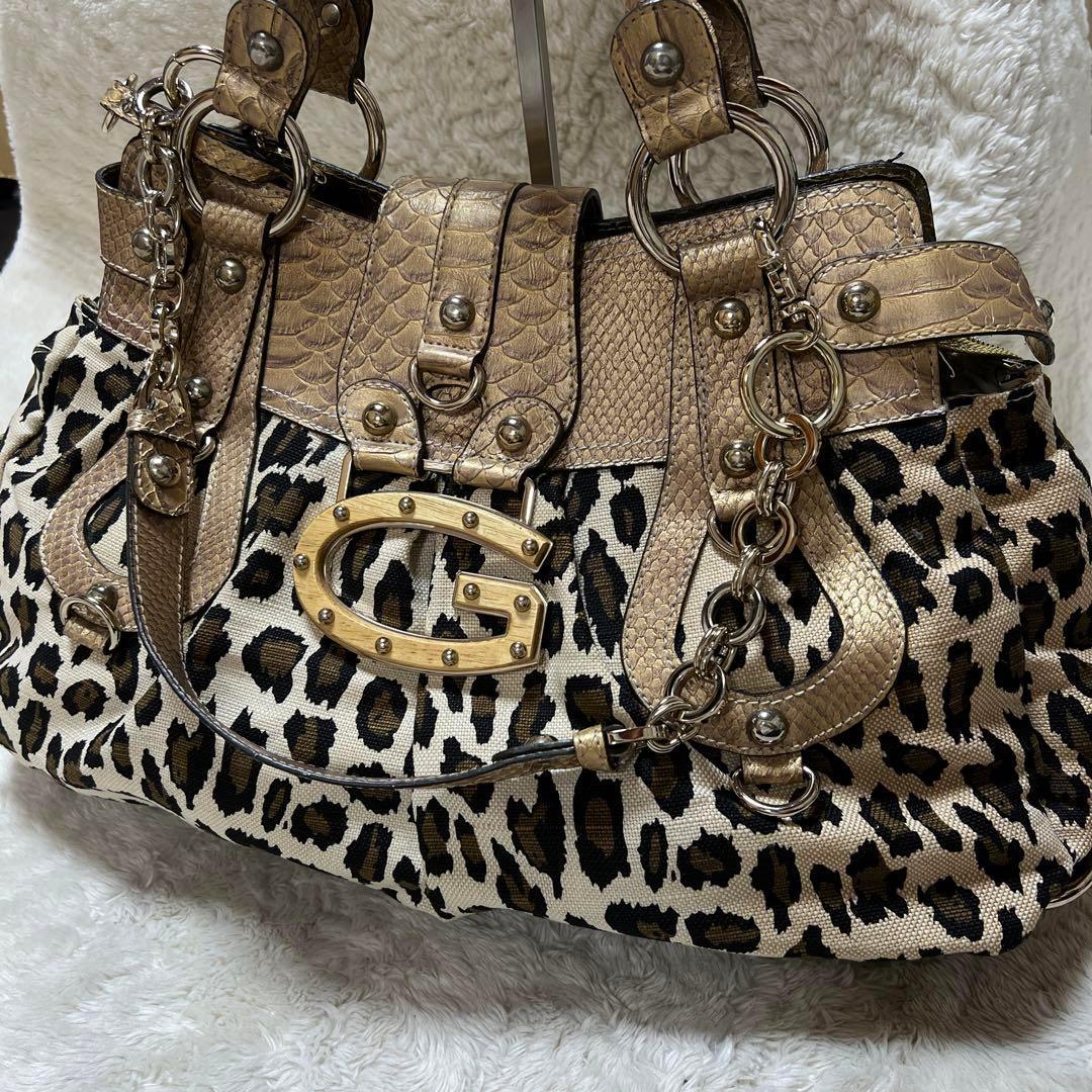 GUESS バッグ　2way レオパード　ハンドバッグ
