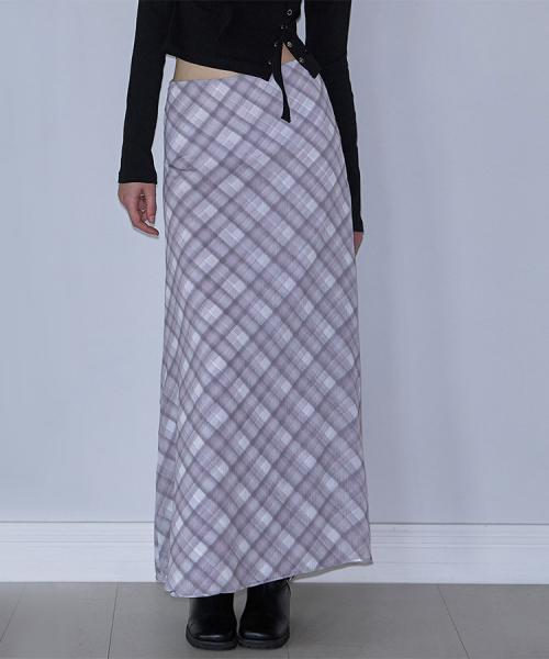 Check Maxi Long Skirt [Pink]