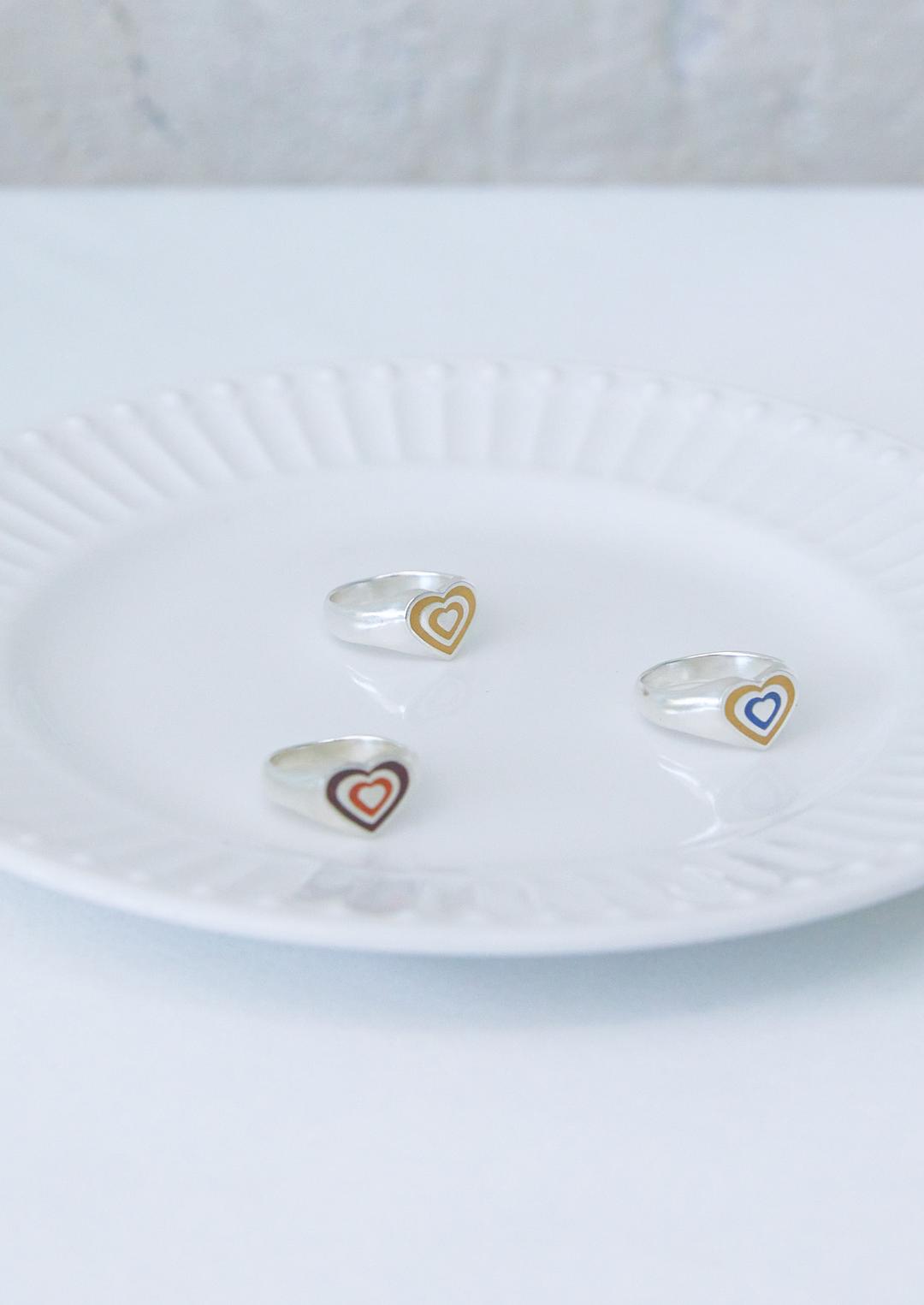 puffy double heart ring color ver.
