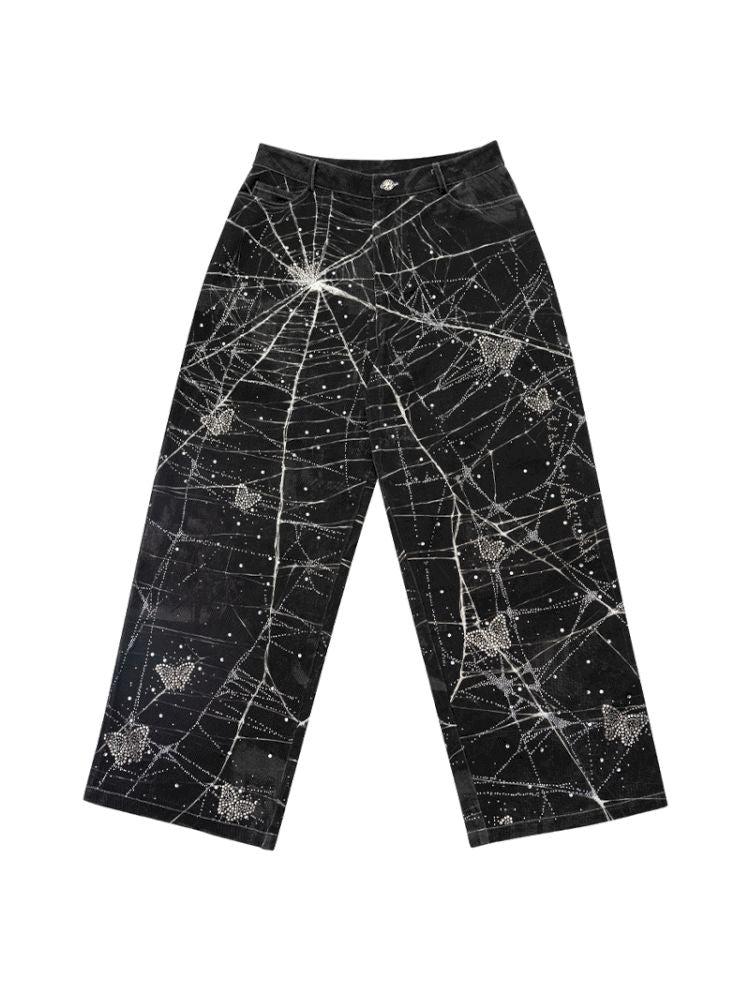 Spider Butterfly Rhinestone Jeans【s0000012597】