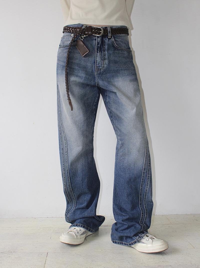 ASKEW FLARE DENIM (middle blue / dark gray)
