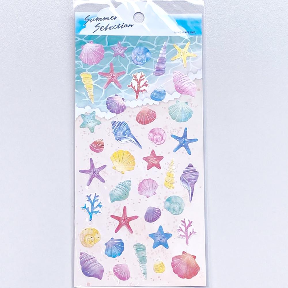 [마인드웨이브] 썸머셀렉션 바다조개 금박 씰스티커