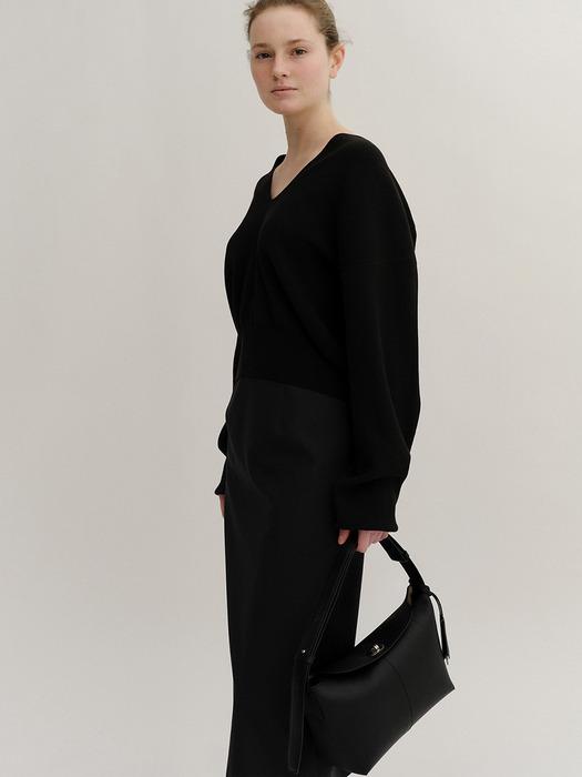 SS24 Clouet Flap Leather Tote Bag Black