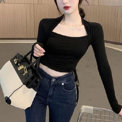 피어니스트 여성용 슬림핏 긴팔 스퀘어넥 티셔츠 - 티셔츠 | 쿠팡