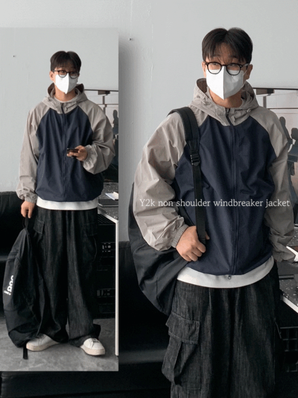 U라인 배색 숏 나그랑 바람막이