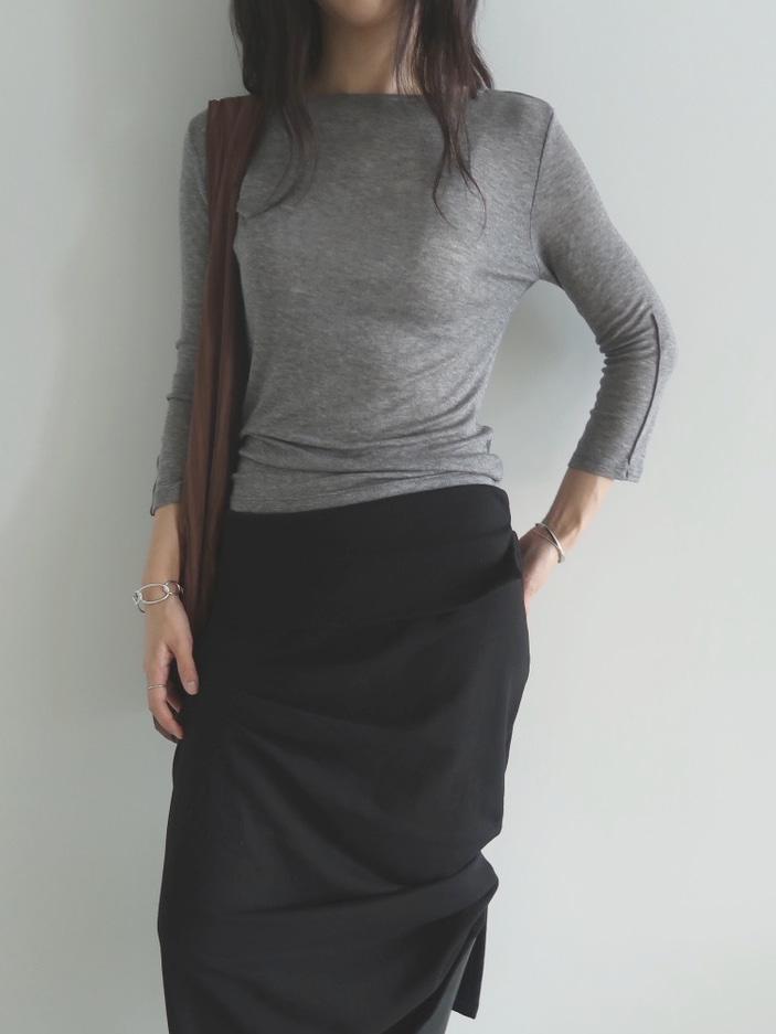 (MADE) FAYE 8/10 SLEEVE TEE - MELANGE GREY