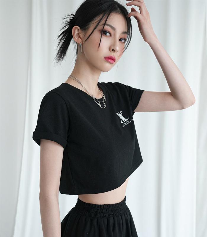 Zender logo rollup Crop-T BLACK