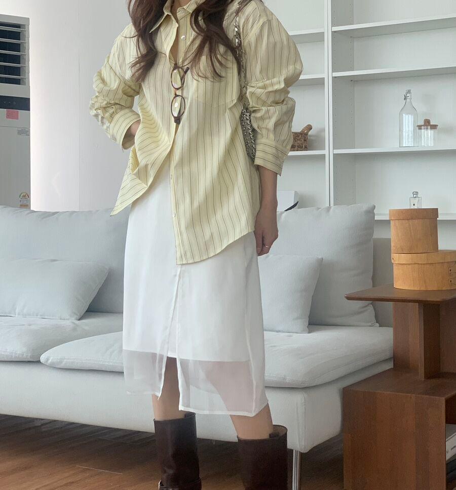 [ LELAPIN 적극 추천 ] 미스트 스트라이프 셔츠