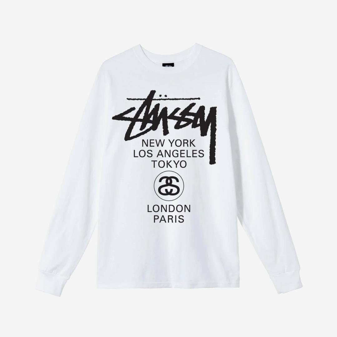 Stussy World Tour LS T-Shirt White