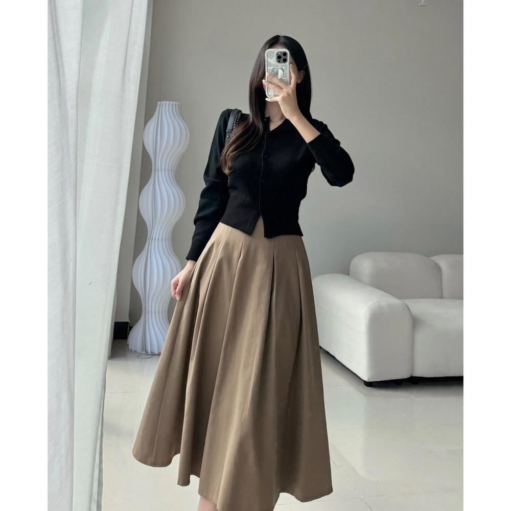 러쉬 핀턱 훌 스커트 (3color)