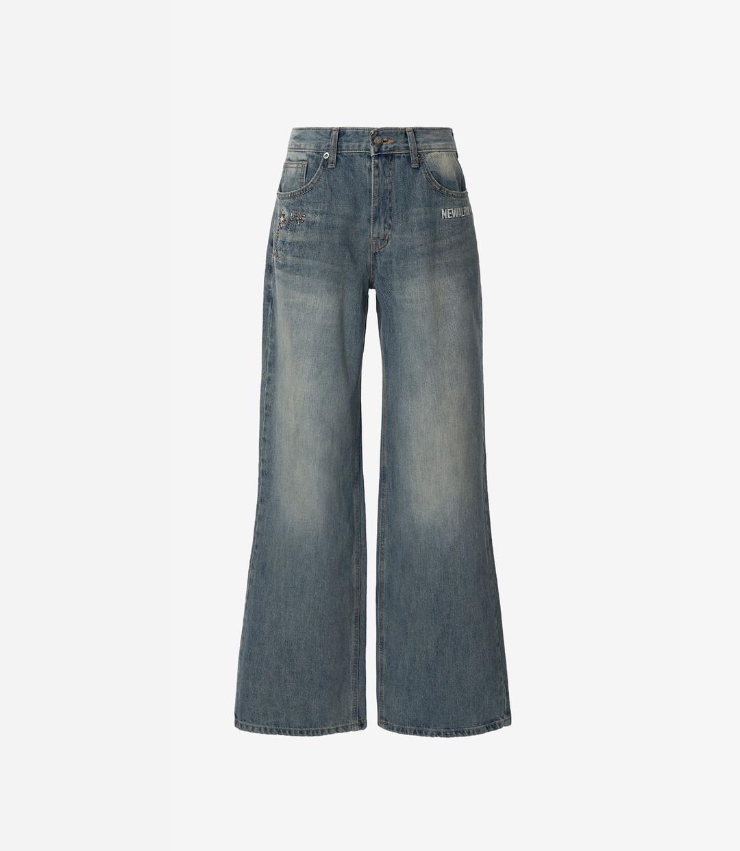 Coco flower wide fit raw Denim