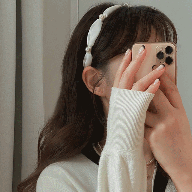 [무료배송]레이디-진주레이스머리띠/2color