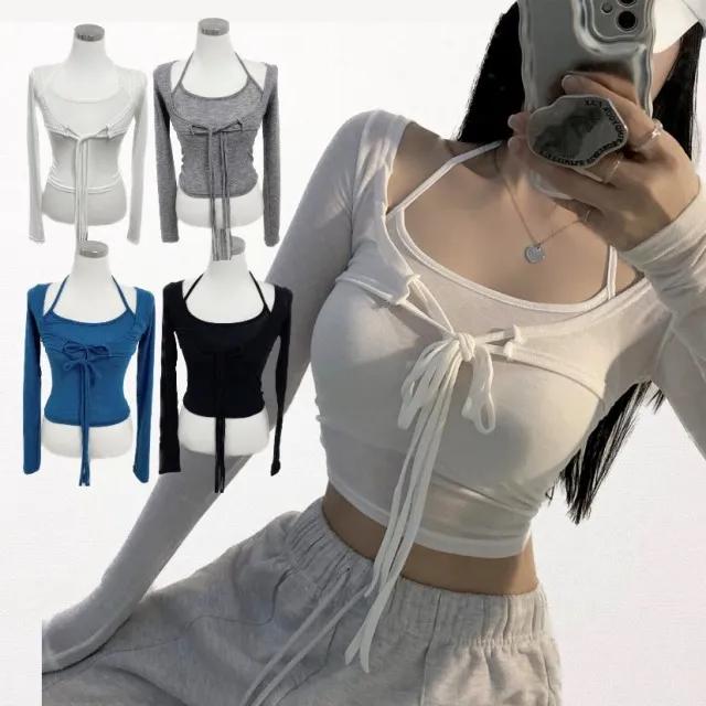 [섹시한 트렌디룩] 섹시글램핏 스판 크롭 홀터넥 나시 볼레로 세트