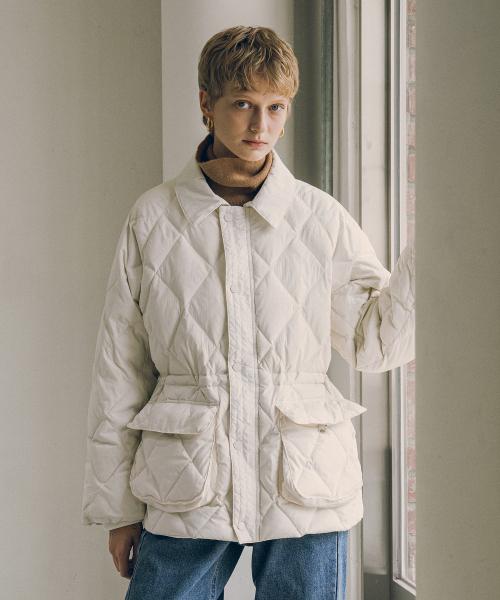 SIOT4127 덕다운 퀼팅 헌팅 자켓_Ivory