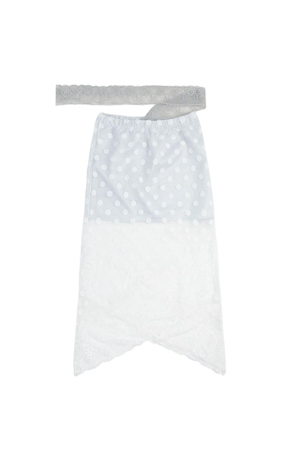 MESH LACE LONG SKIRT WHITE DOT