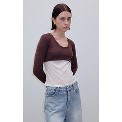 CO TWO TONE DEEP NECK TEE_BROWN