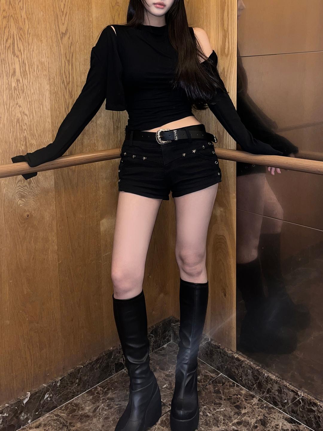 black funky short pants