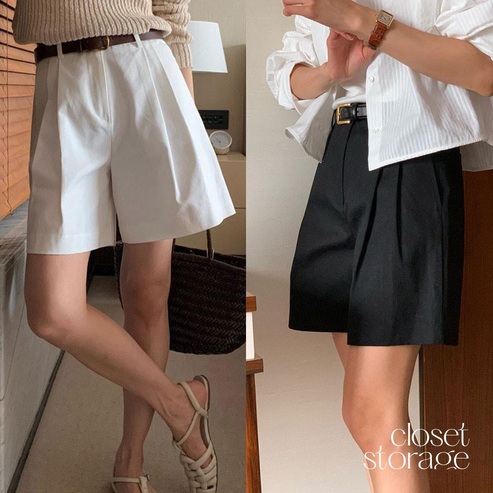 모아니 트윌 코튼 핀턱 쇼츠