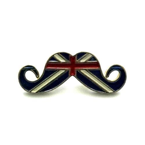 골드 영국 유니언잭 콧수염 뱃지 브로치