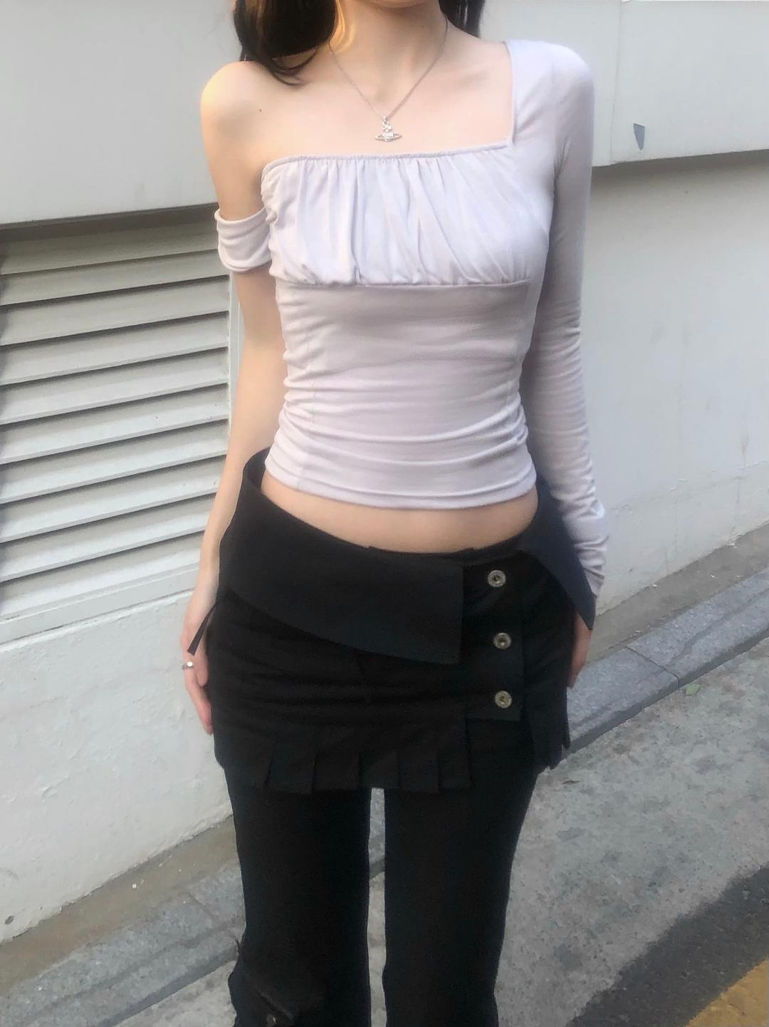 Lirica Sleeve Shirring Top(2 color)