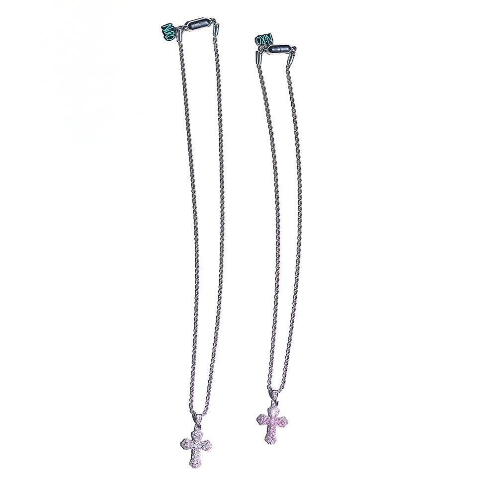 MiNi ZiRCONiUM CROSS ROPE CHAiN NECKLACE #111-1