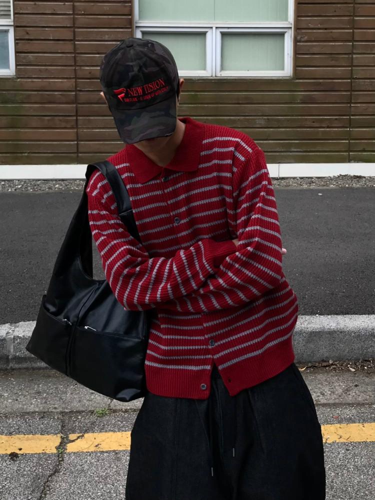(초기획) 체인 스트라이프 카라 가디건 5C