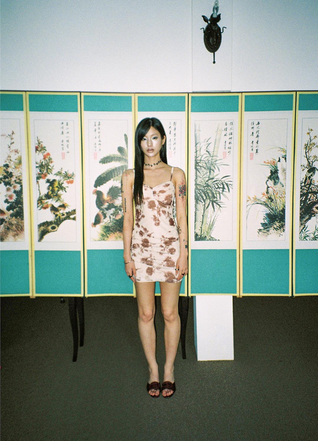 하루[春] - 수묵 장미 원피스 (BROWN)