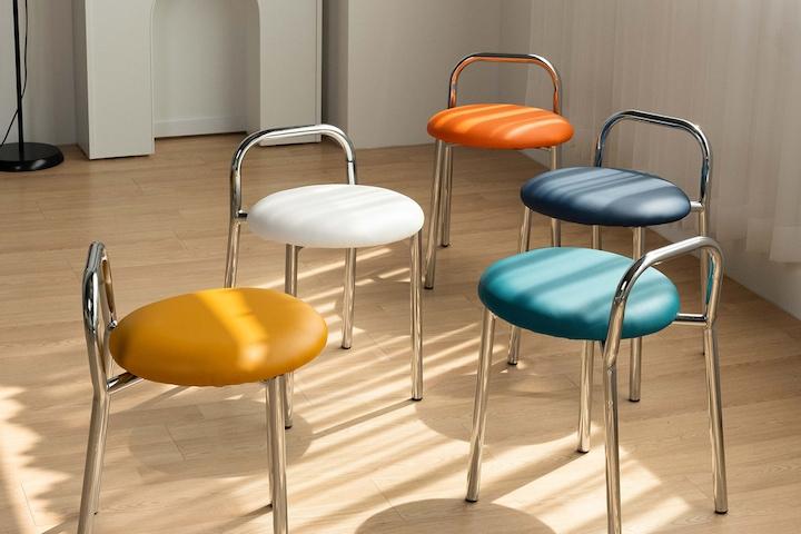 [5%쿠폰] 메탈 스툴 보조 화장대의자 부클레 디자인 체어 8colors