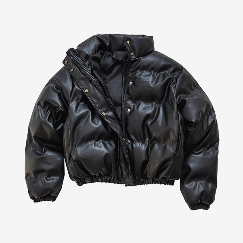 마피아 하이넥 레더 패딩