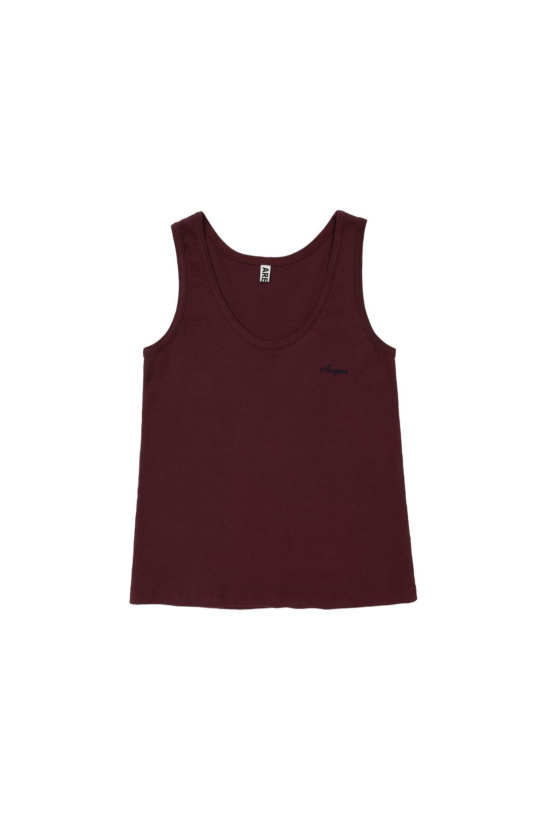 U NECK SLEEVELESS T SHIRT, WINE
